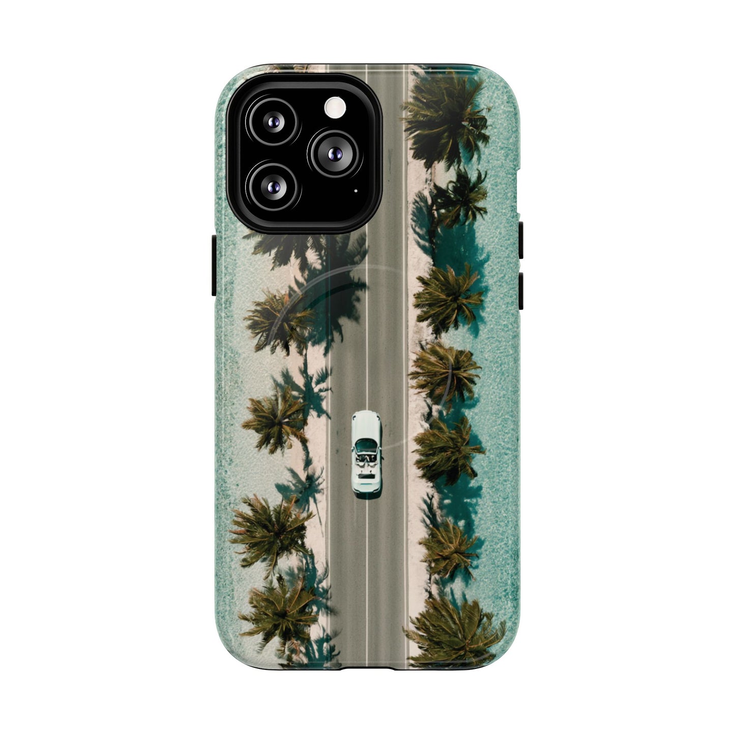 Palm Road Tough Magnetic Phone Case — Coastal Aerial Car Design