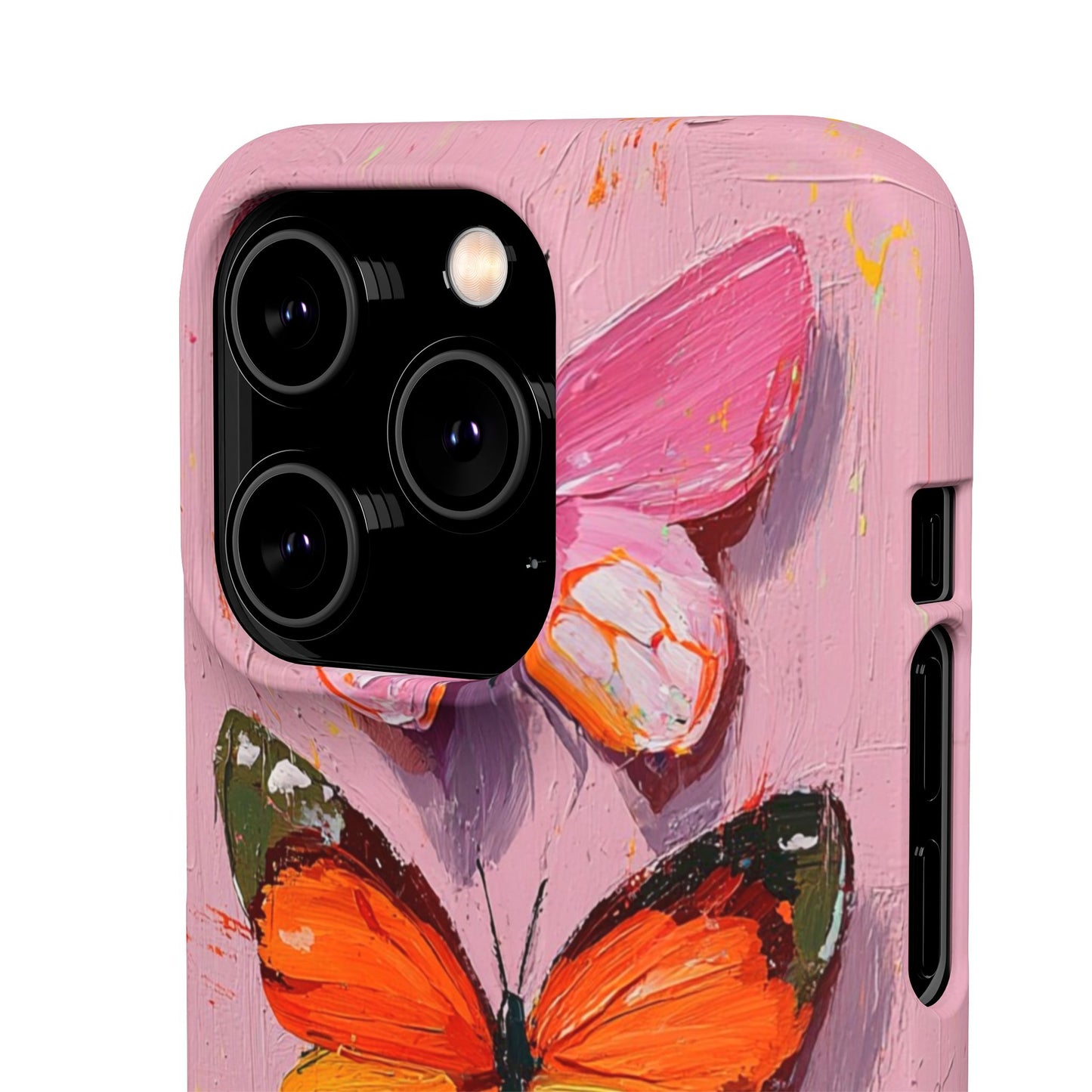Pink Butterfly Snap Case Cover For iPhone and Samsung
