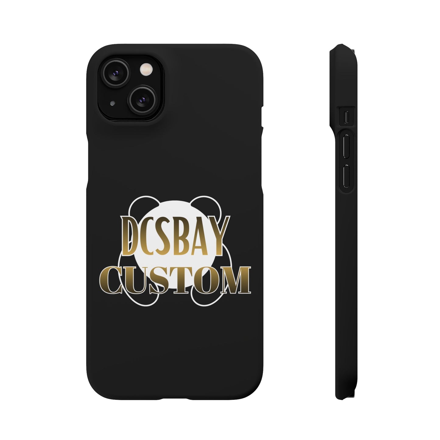Phone Case — Glossy Black Custom "DCSBAY CUSTOM" Logo Snap Case
