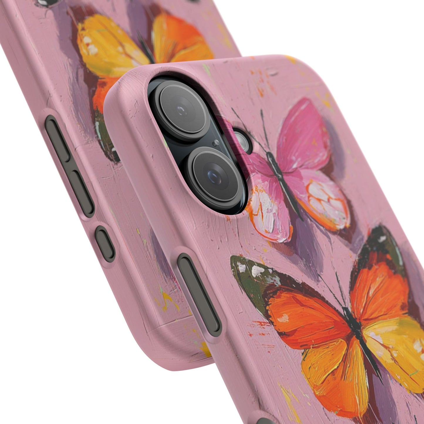 Pink Butterfly Snap Case Cover For iPhone and Samsung