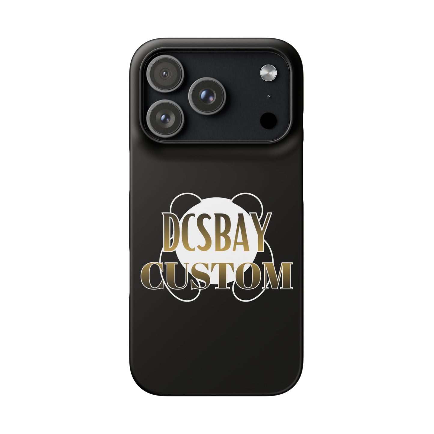 Phone Case — Glossy Black Custom "DCSBAY CUSTOM" Logo Snap Case