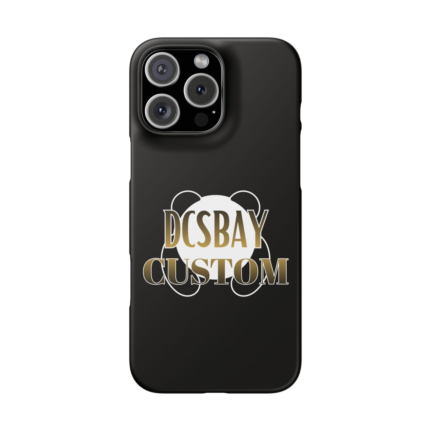 Phone Case — Glossy Black Custom "DCSBAY CUSTOM" Logo Snap Case