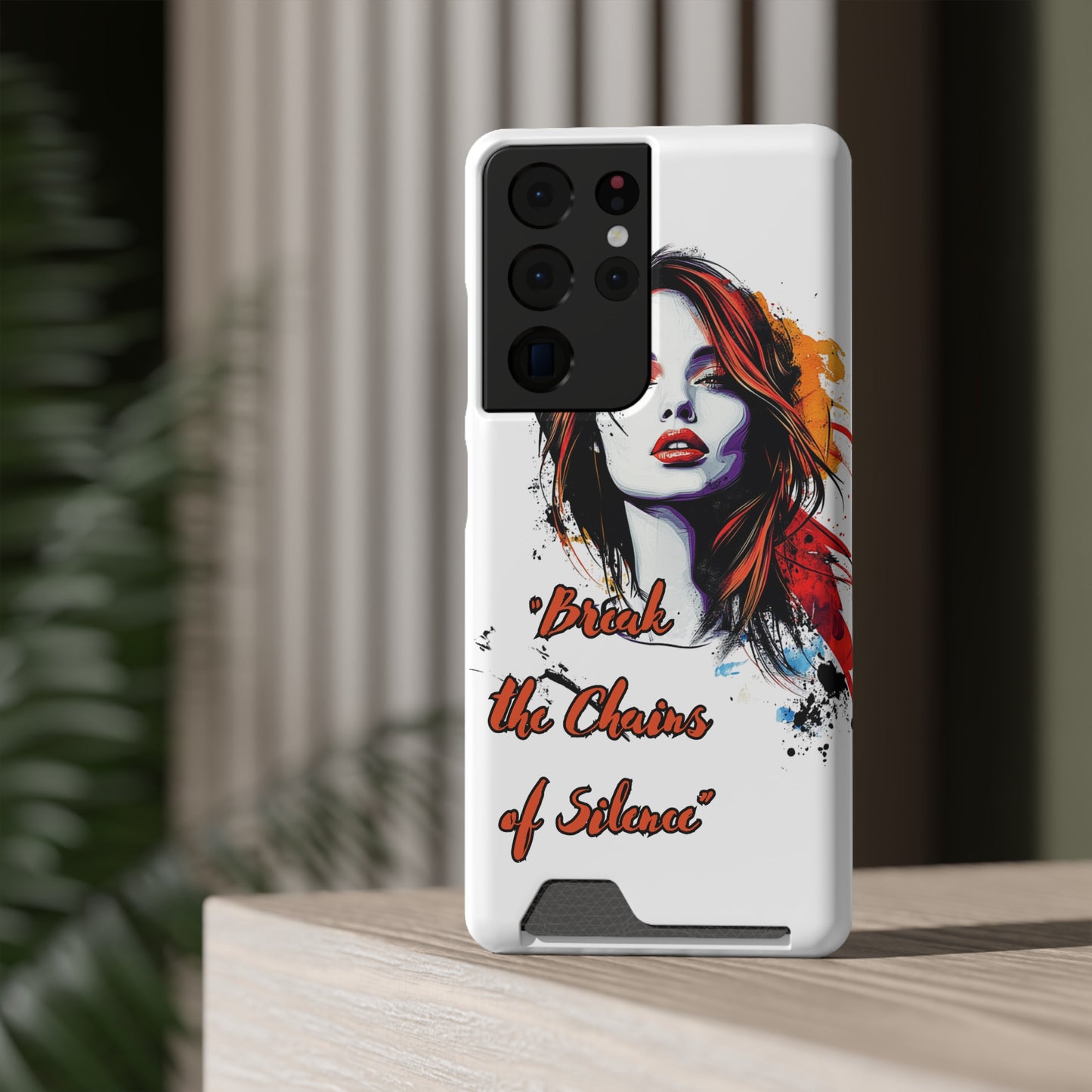 Artistic Phone Case With Card Holder for Empowerment | Break the Chains of Silence, Trendy Gift for Friends, Unique Phone Accessories, [...]
