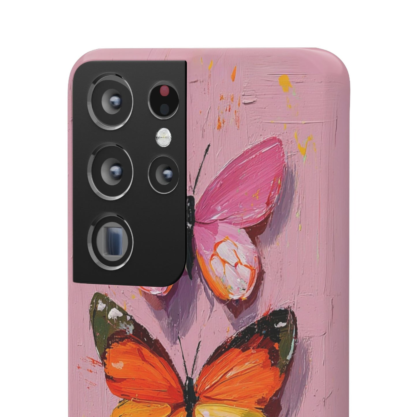 Pink Butterfly Snap Case Cover For iPhone and Samsung