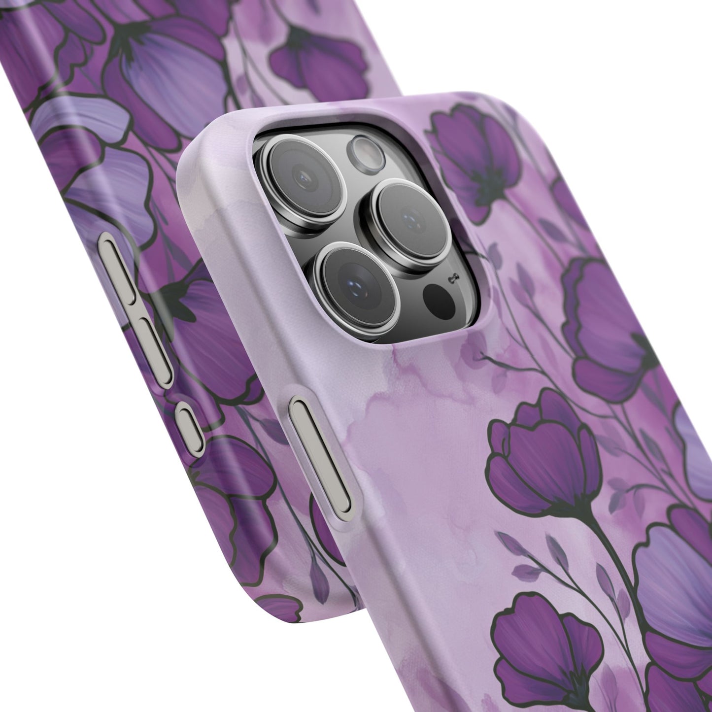 Purple Floral Phone Case – Violet Watercolor Poppy Snap Case