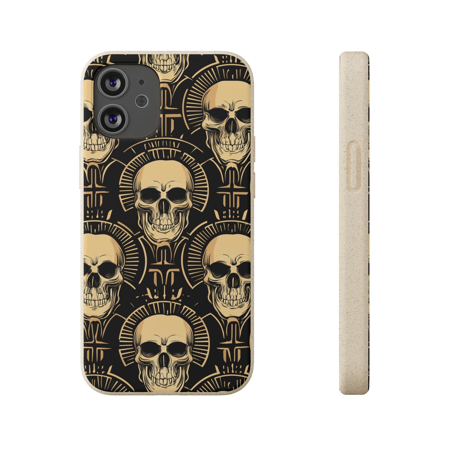 Skull Biodegradable Phone Case, Eco-Friendly iPhone Cover, Sustainable Gift, Cool Skull Design, Skull Art Accessories, Halloween Decor