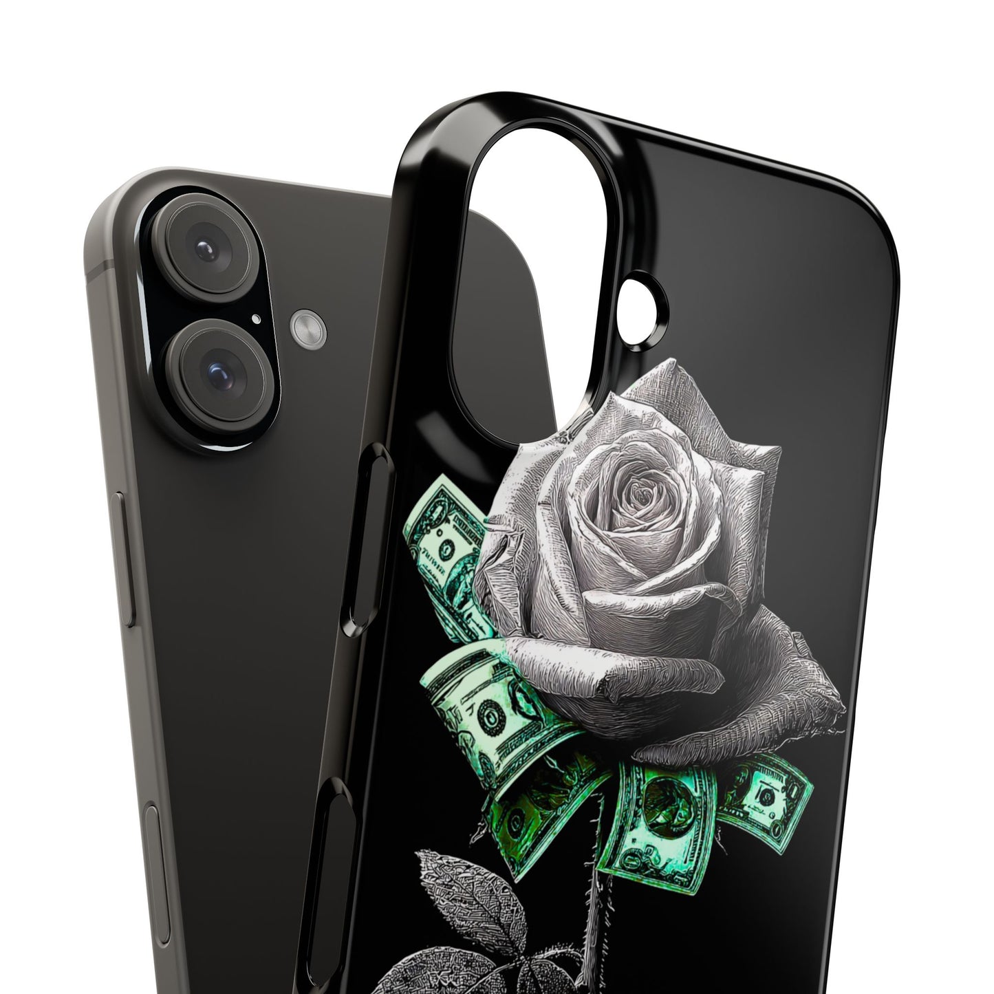 Stylish Rose & Money Snap Case - Floral Phone Protection, Trendy Gift for Him/Her, Birthday Present, Accessories for Teens