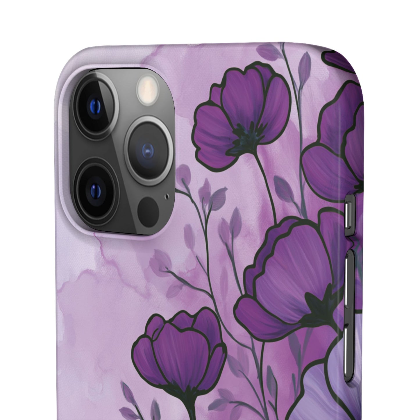 Purple Floral Phone Case – Violet Watercolor Poppy Snap Case
