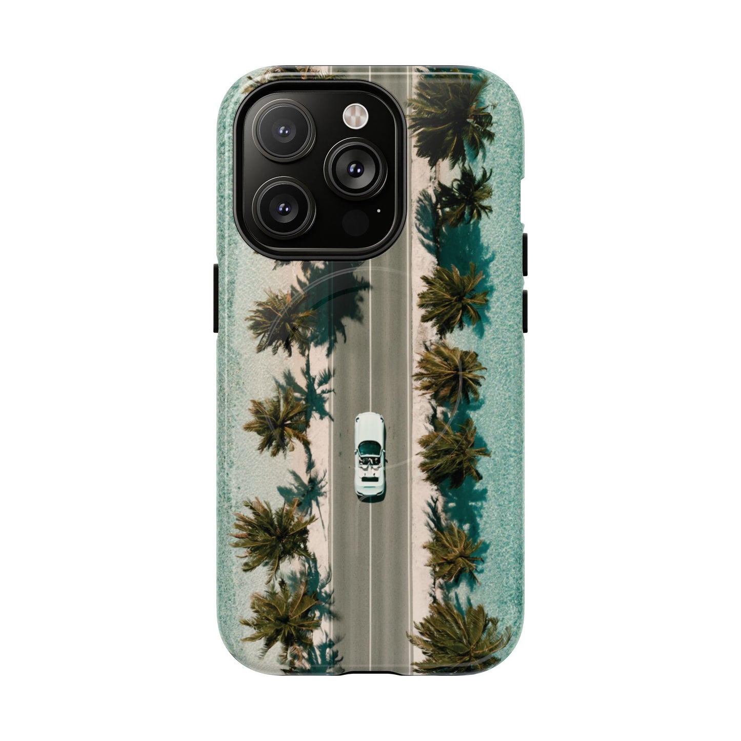 Palm Road Tough Magnetic Phone Case — Coastal Aerial Car Design