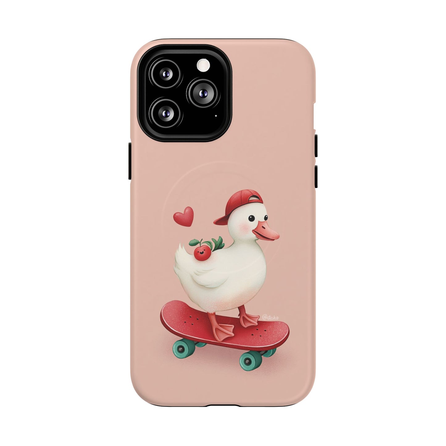 Duck Skateboard Magnetic Phone Case — Cute Pink Protective iPhone Cover