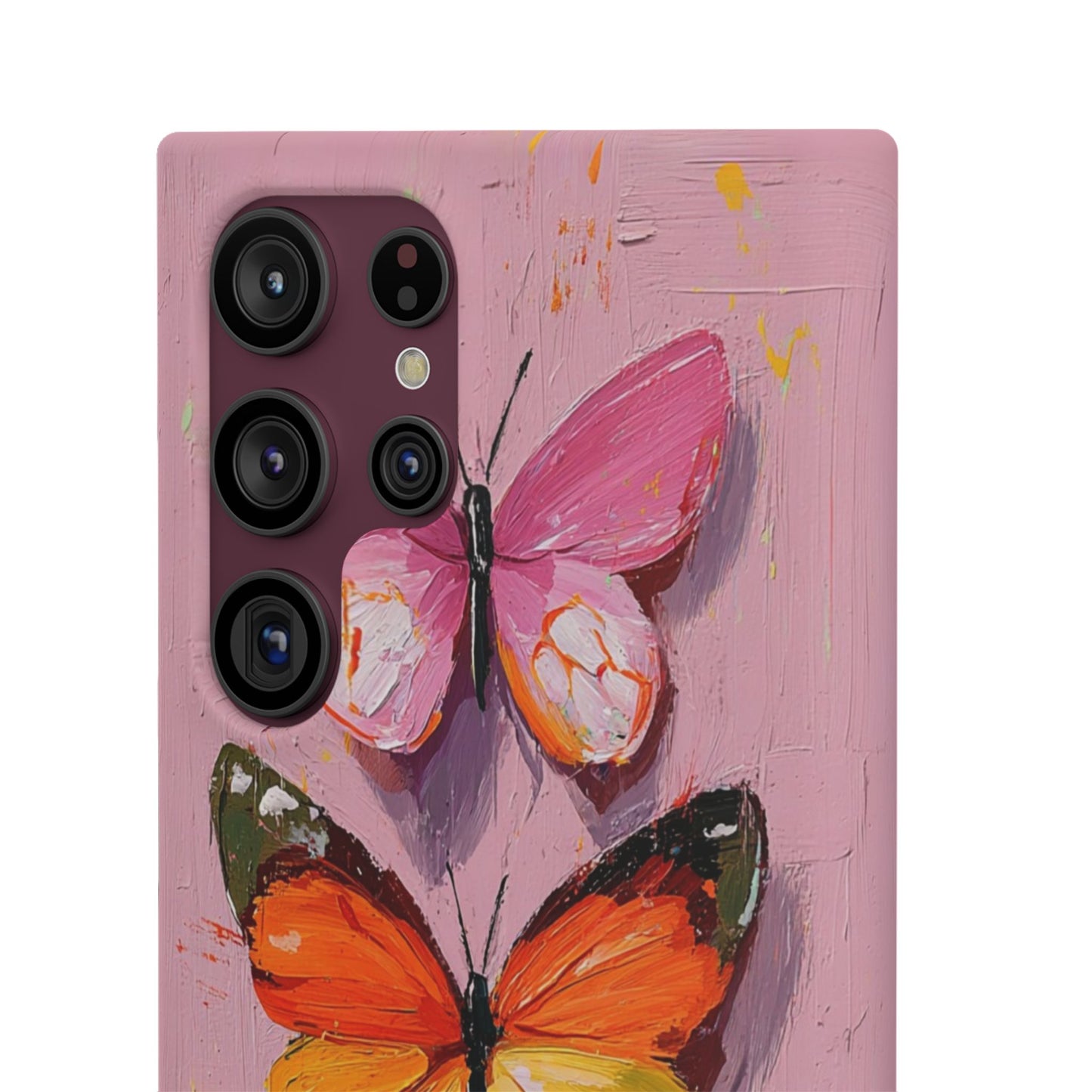 Pink Butterfly Snap Case Cover For iPhone and Samsung