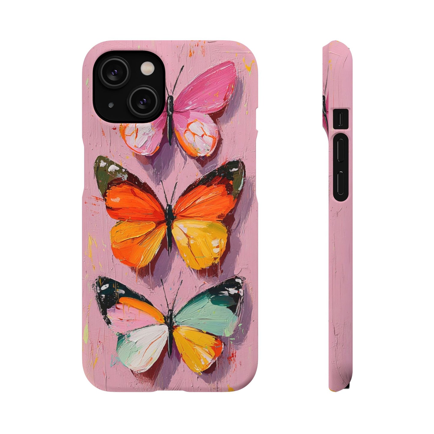Pink Butterfly Snap Case Cover For iPhone and Samsung
