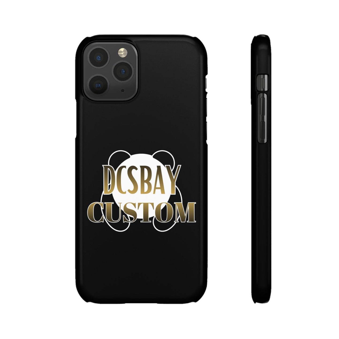 Phone Case — Glossy Black Custom "DCSBAY CUSTOM" Logo Snap Case