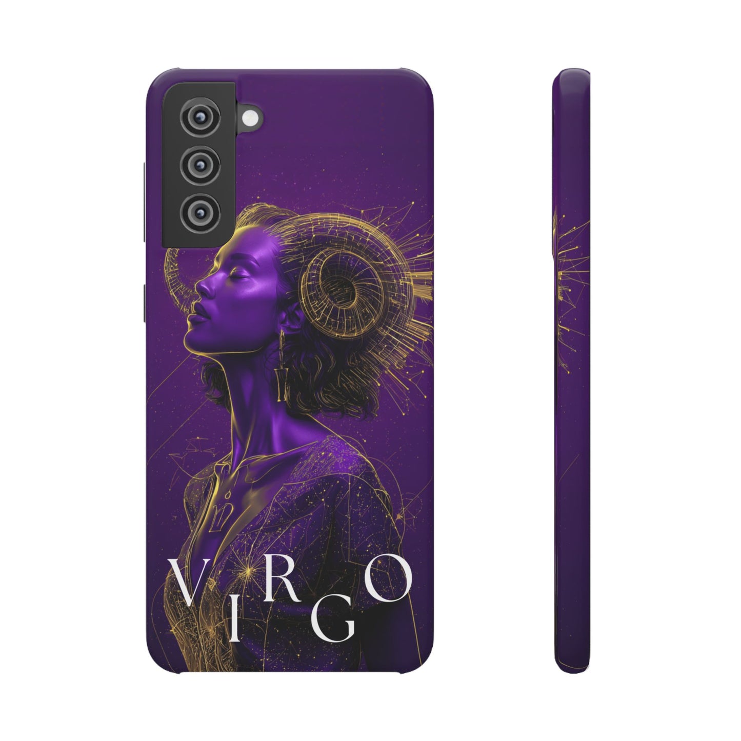 Purple & Gold Celestial Virgo Phone Case – Snap Cover for Samsung & iPhone