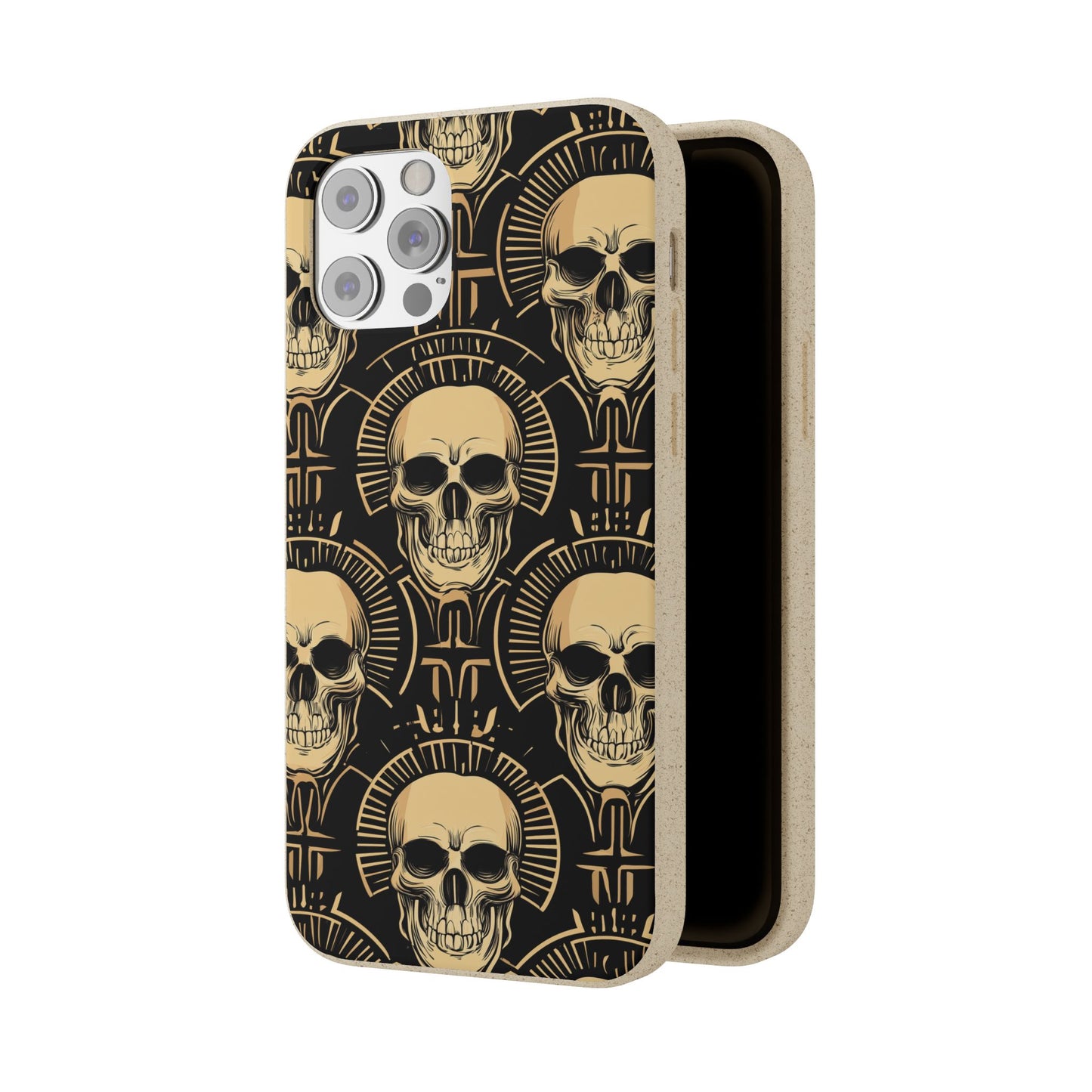 Skull Biodegradable Phone Case, Eco-Friendly iPhone Cover, Sustainable Gift, Cool Skull Design, Skull Art Accessories, Halloween Decor