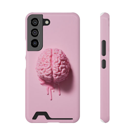 Brain Design Phone Case With Card Holder, Cute Tech Accessory, Unique Gift for Students, Stylish Phone Protection, Valentine's Day, Birthday