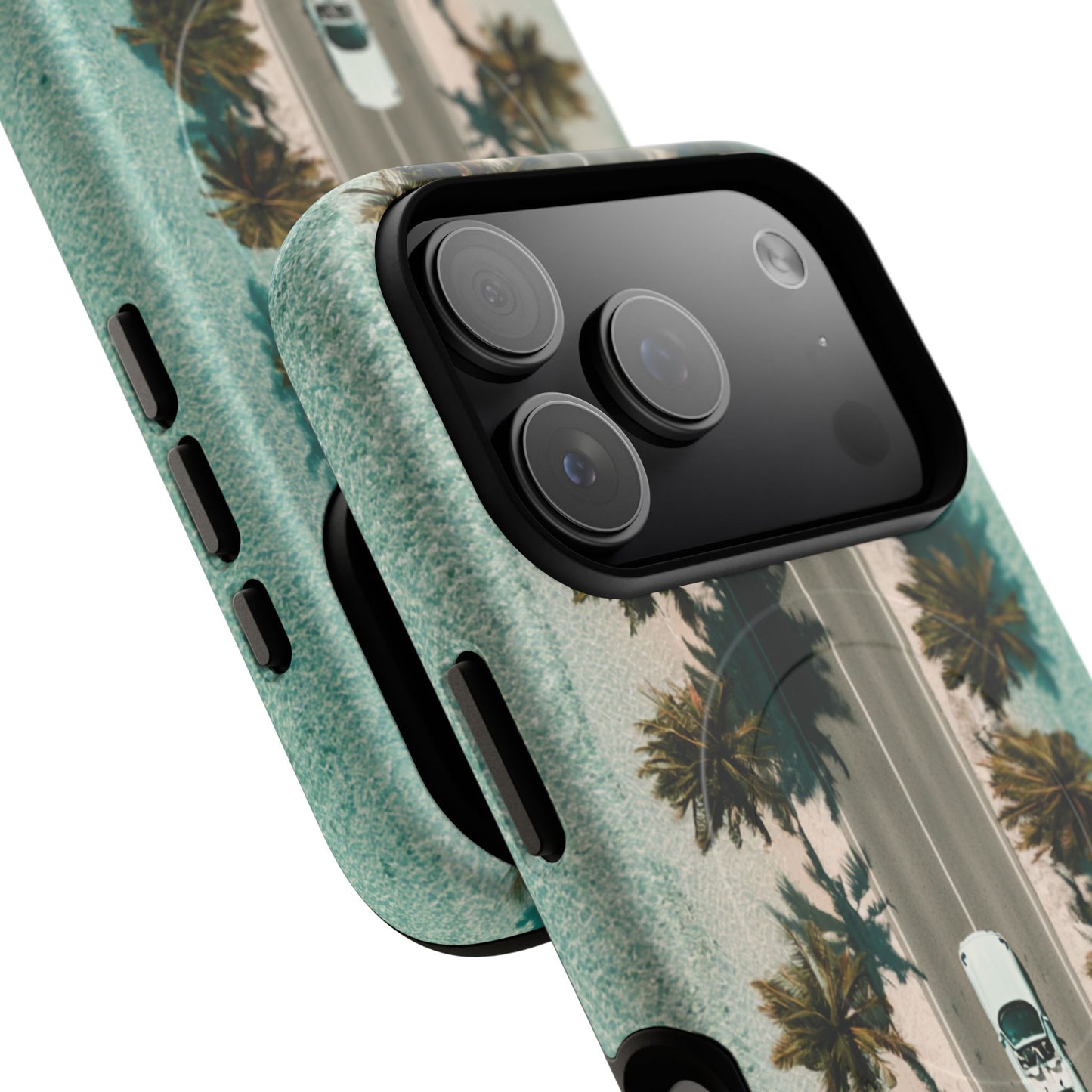 Palm Road Tough Magnetic Phone Case — Coastal Aerial Car Design