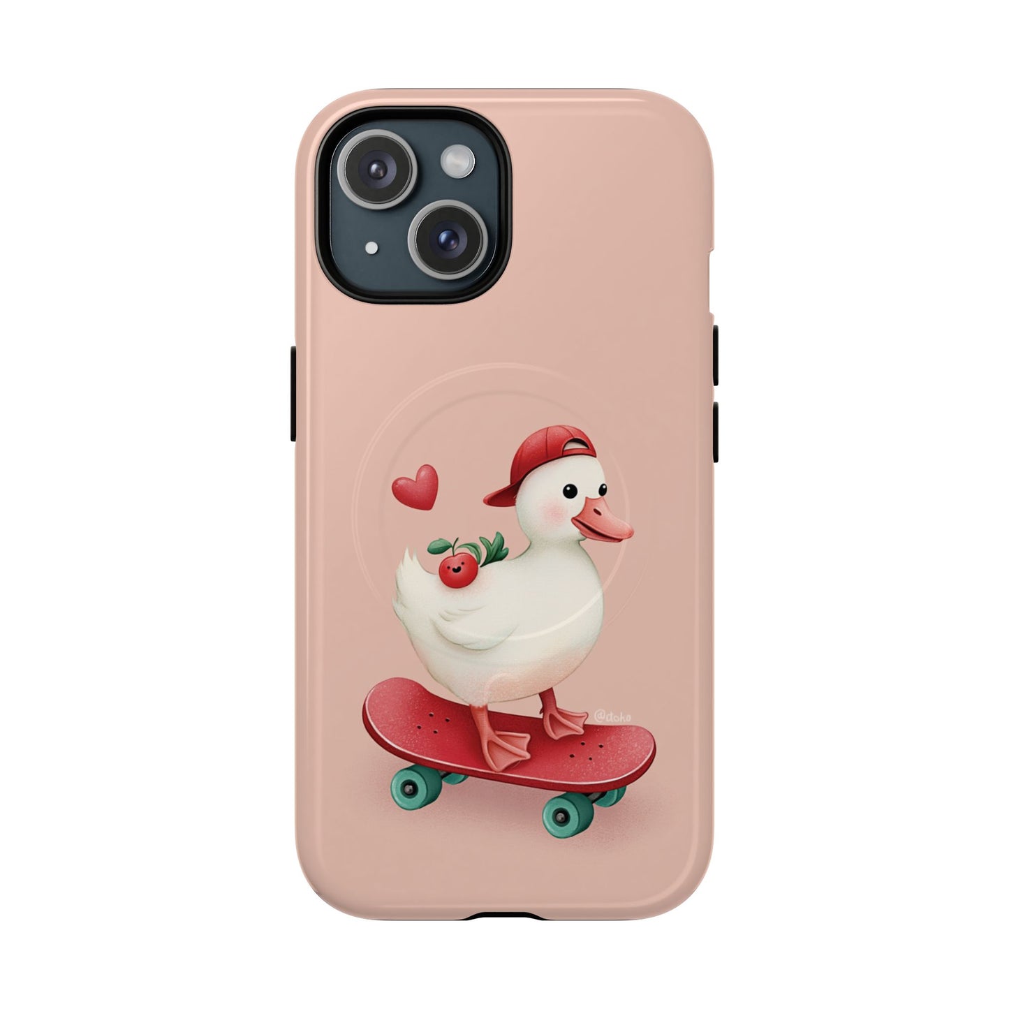 Duck Skateboard Magnetic Phone Case — Cute Pink Protective iPhone Cover