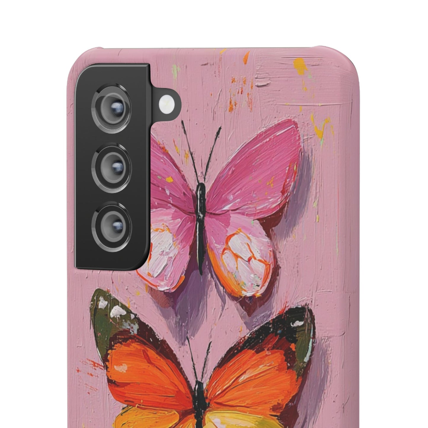 Pink Butterfly Snap Case Cover For iPhone and Samsung