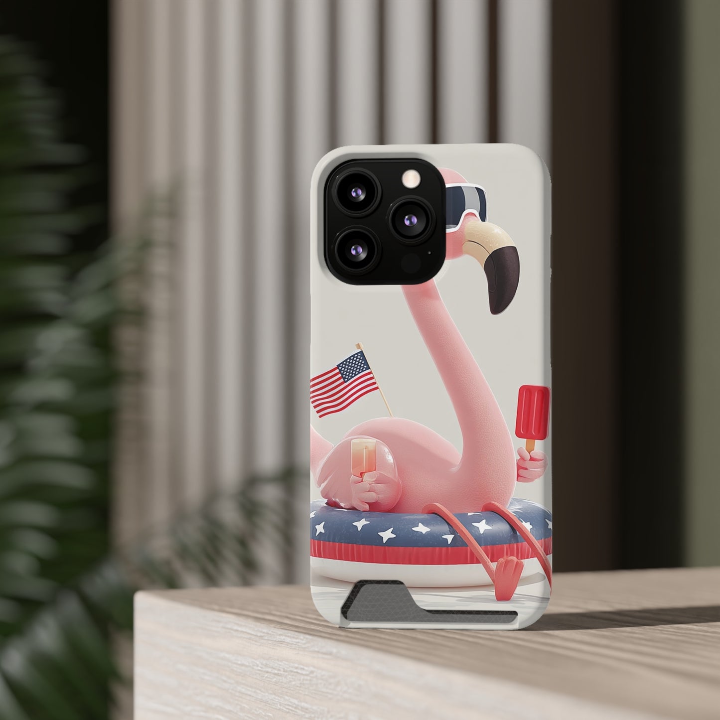 Summer Vibes Phone Case with Card Holder, Cute Flamingo Design, Tropical Cell Phone Accessory, Beach Lover Gift, Fun Summer Accessory, [...]