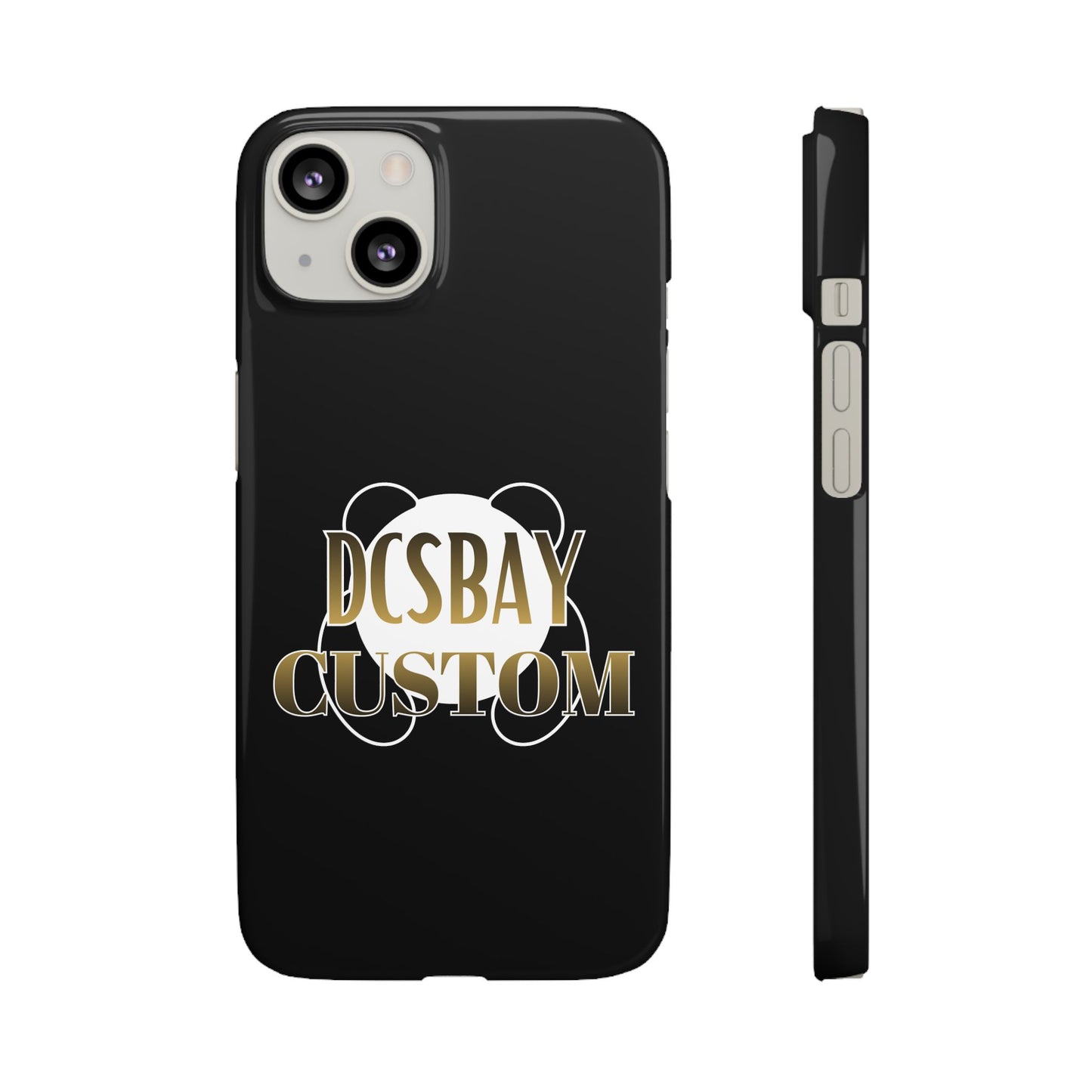 Phone Case — Glossy Black Custom "DCSBAY CUSTOM" Logo Snap Case