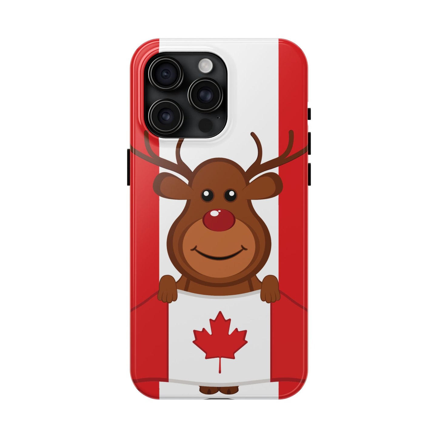 Canadian Reindeer Tough Phone Case – Cute Maple Leaf Canada Holiday Phone Cover
