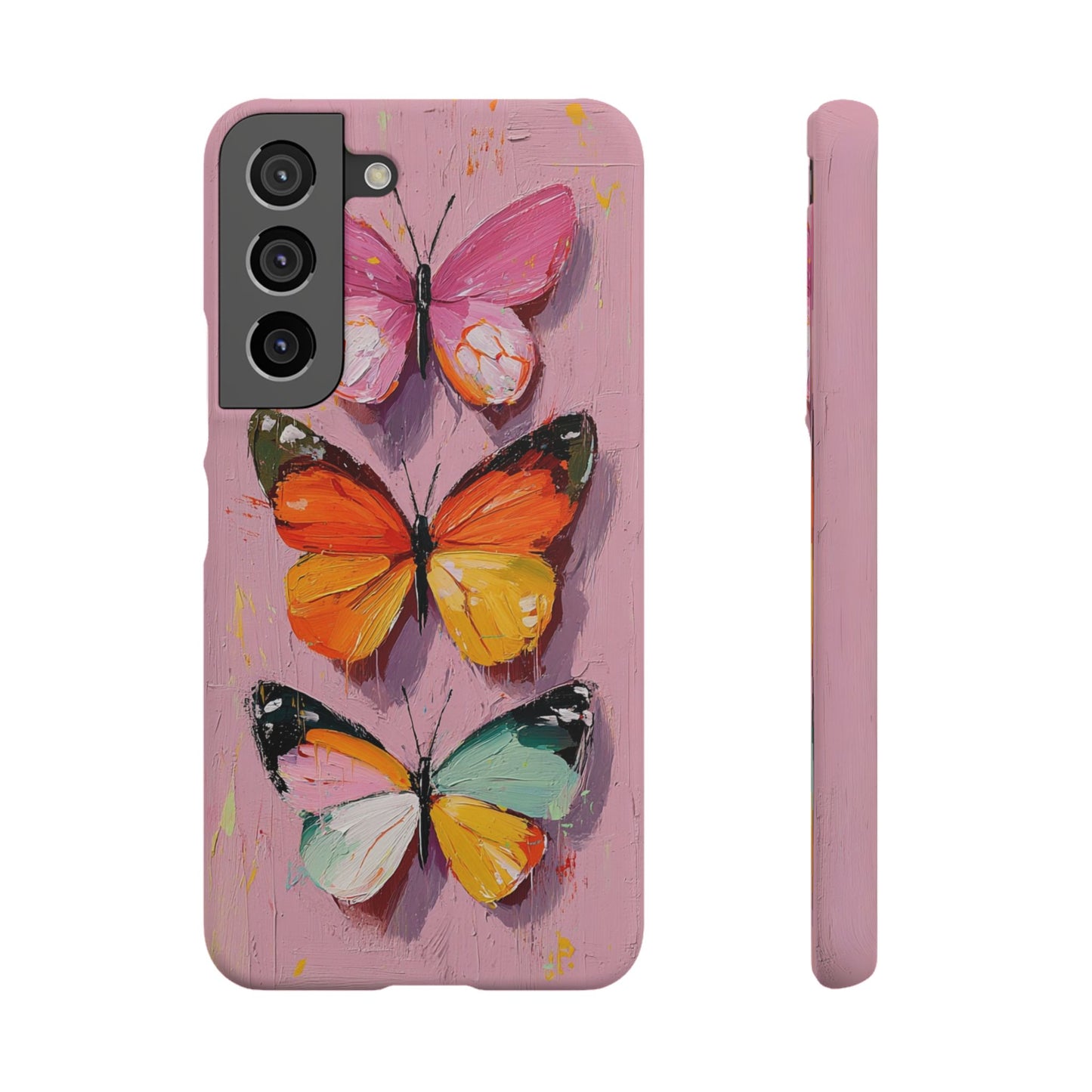 Pink Butterfly Snap Case Cover For iPhone and Samsung
