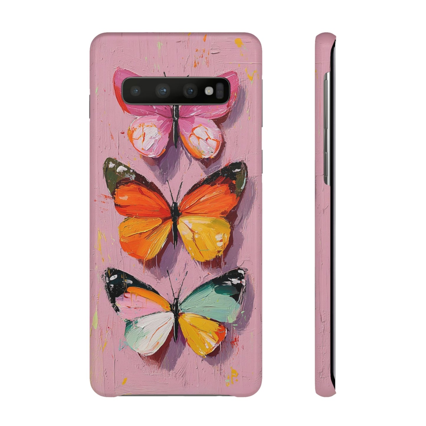 Pink Butterfly Snap Case Cover For iPhone and Samsung