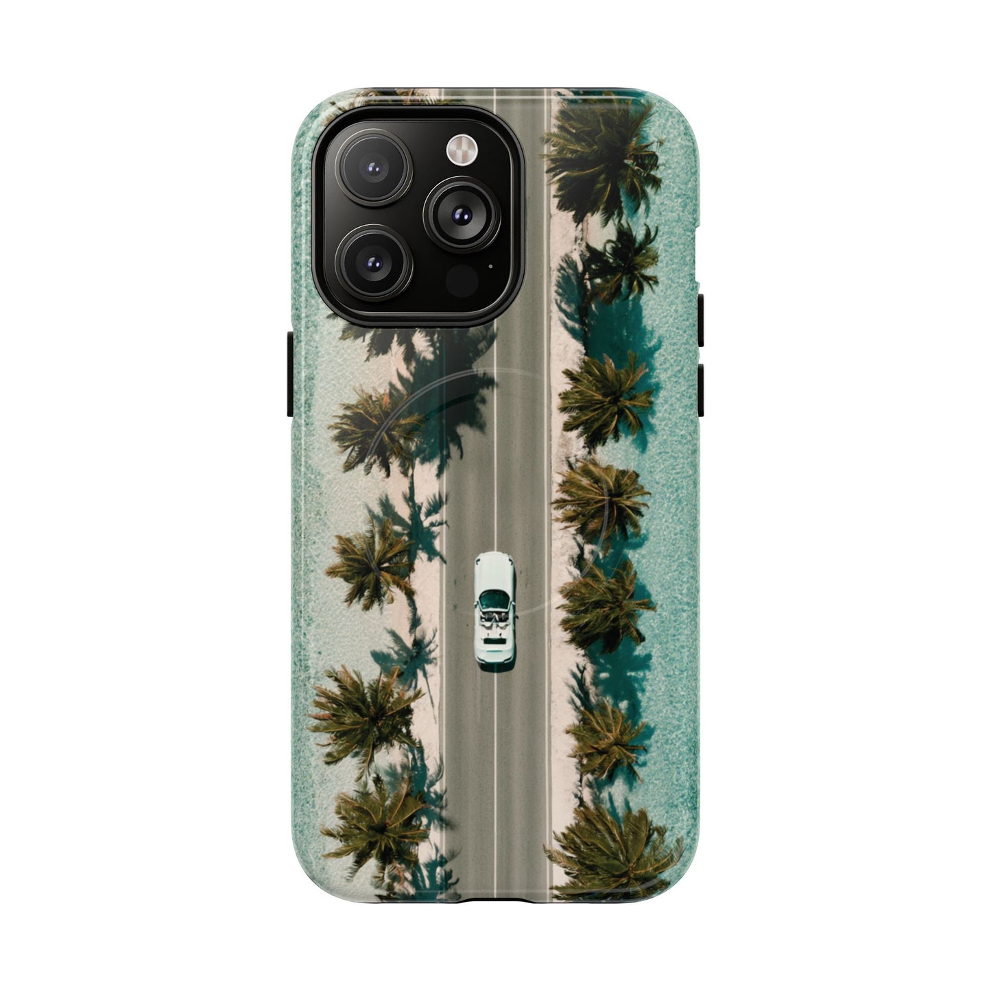 Palm Road Tough Magnetic Phone Case — Coastal Aerial Car Design
