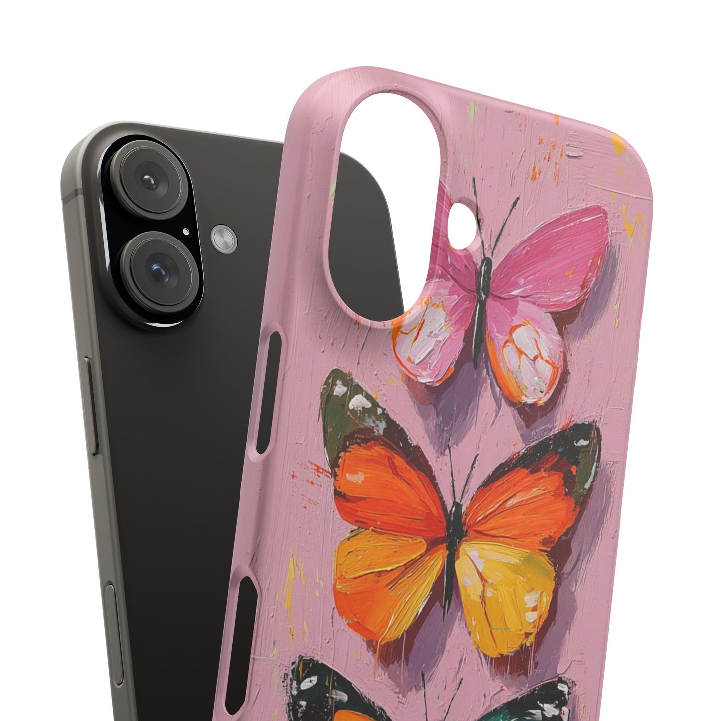 Pink Butterfly Snap Case Cover For iPhone and Samsung