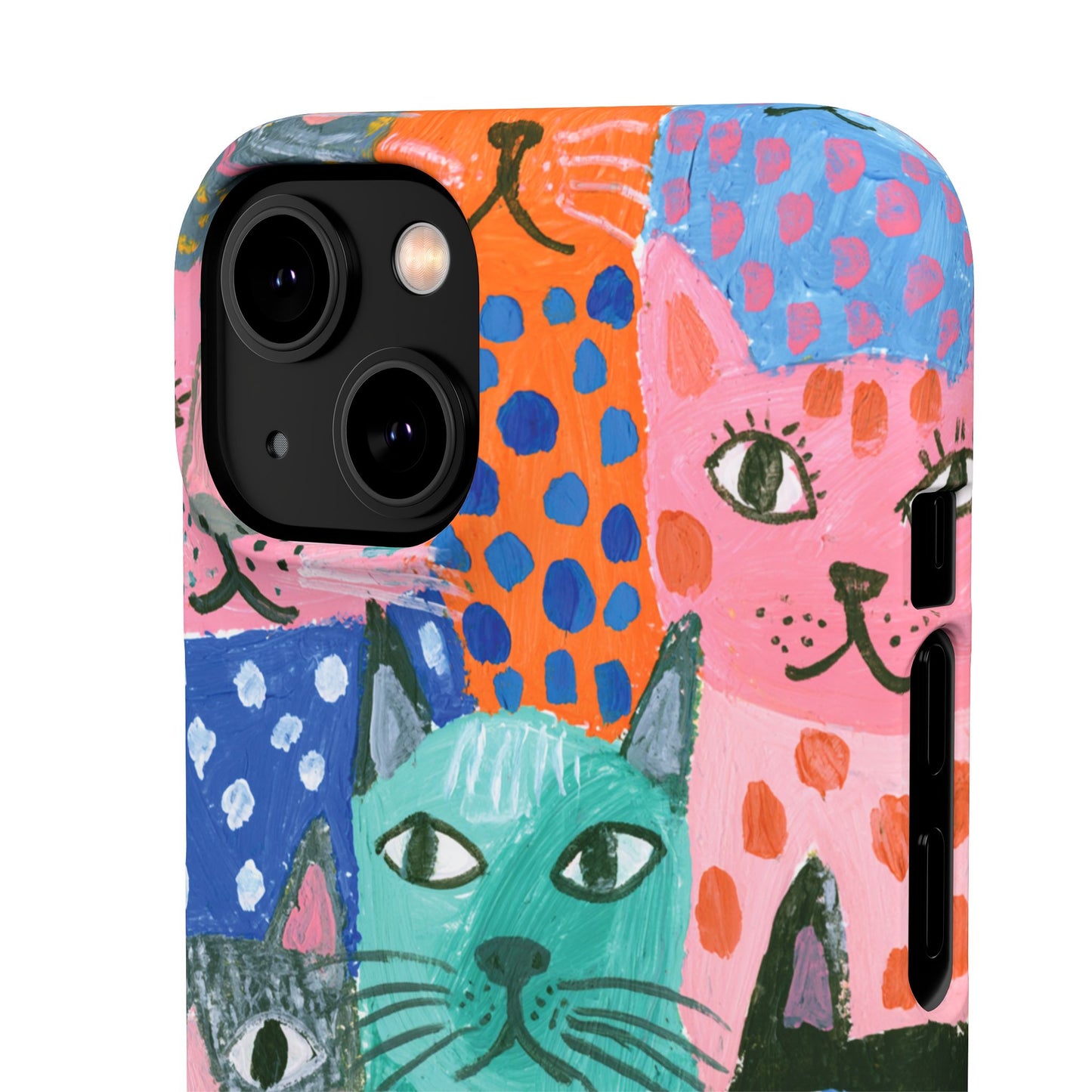 Colorful Cat Pattern Phone Case – Cute Multicolor Kitty Snap Case