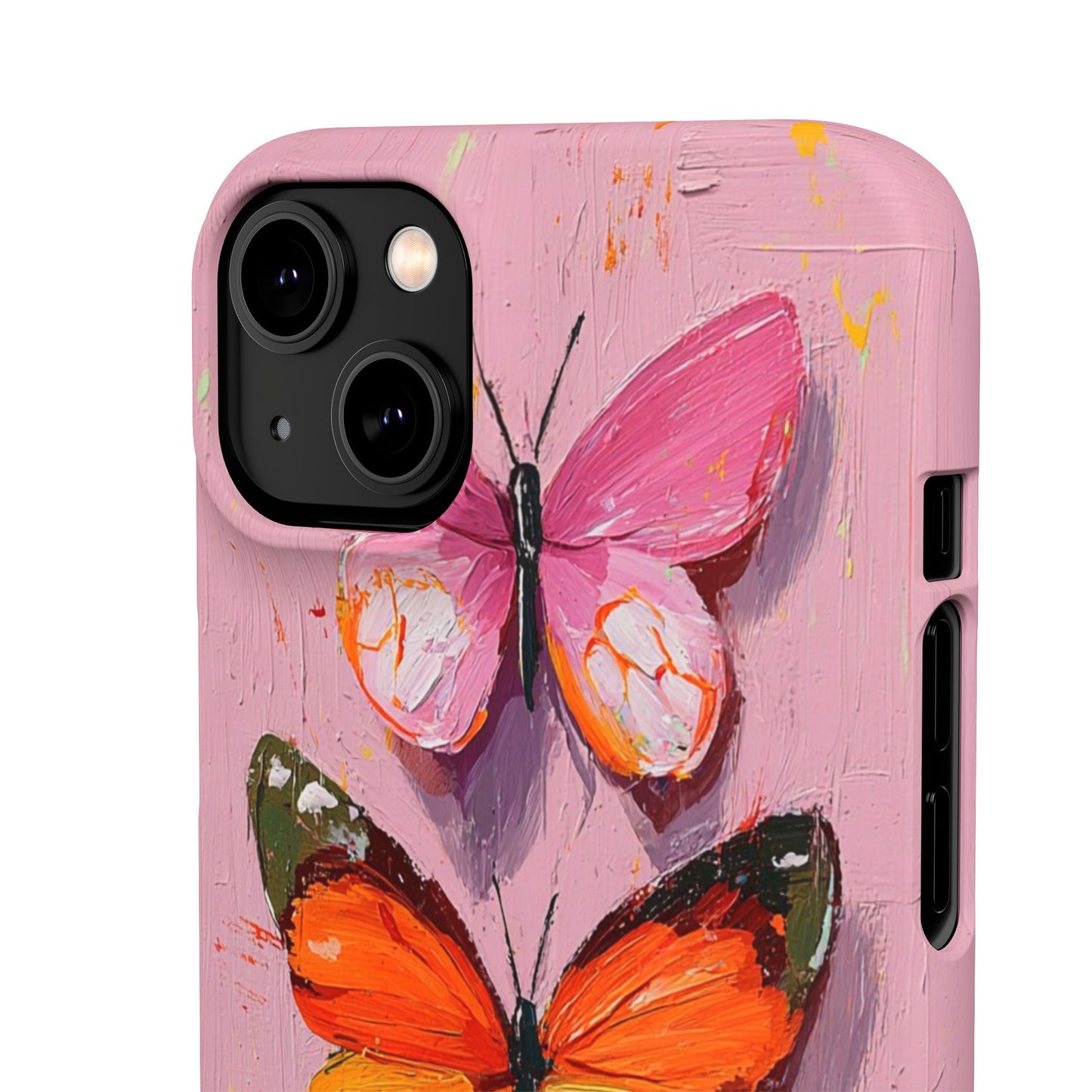 Pink Butterfly Snap Case Cover For iPhone and Samsung