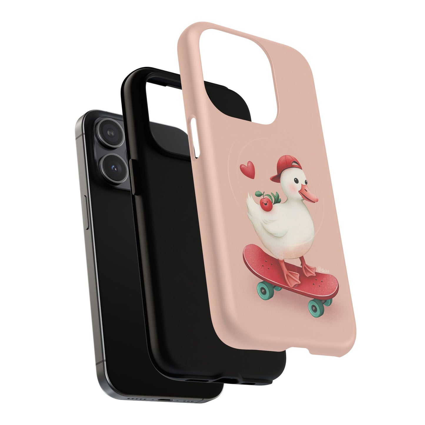 Duck Skateboard Magnetic Phone Case — Cute Pink Protective iPhone Cover