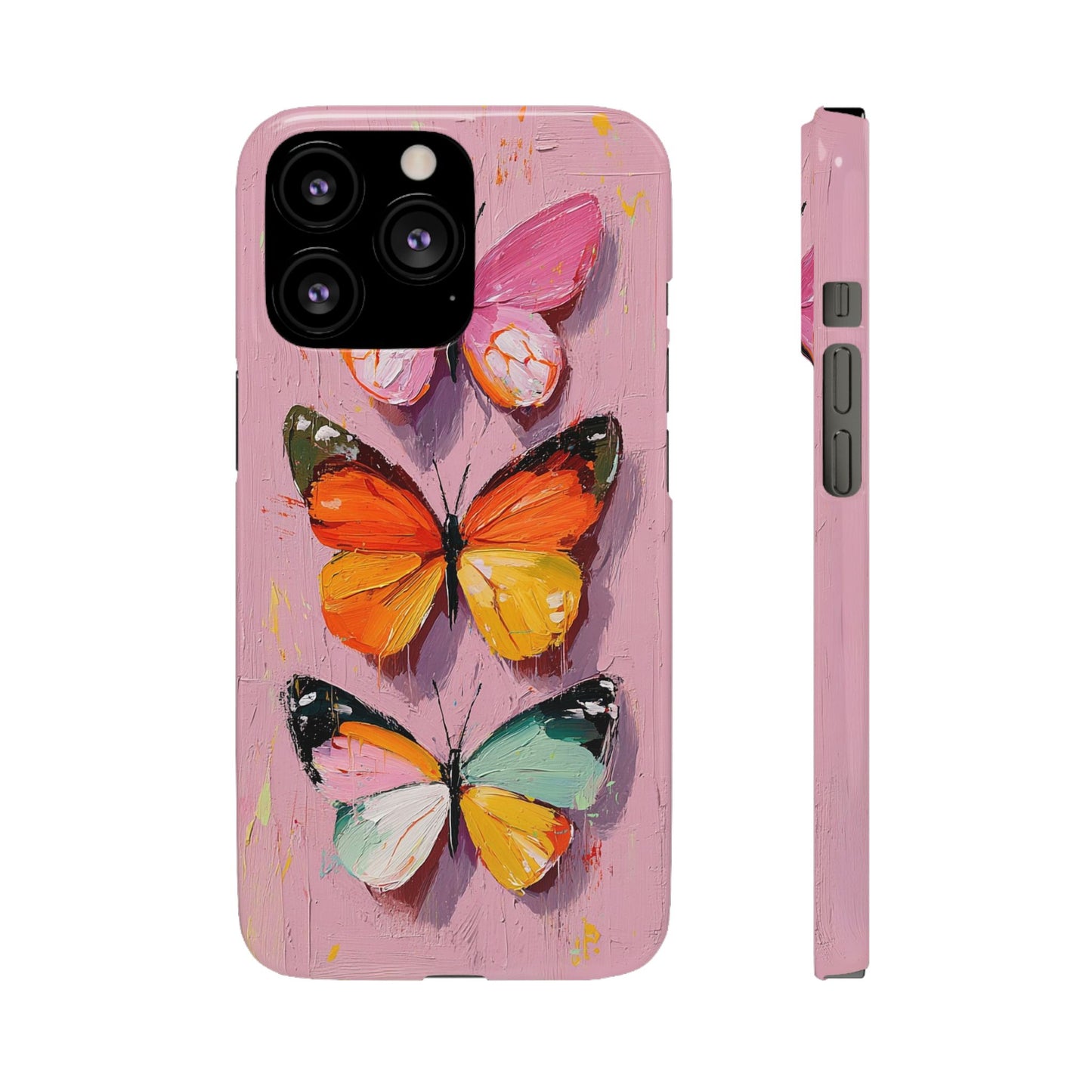 Pink Butterfly Snap Case Cover For iPhone and Samsung
