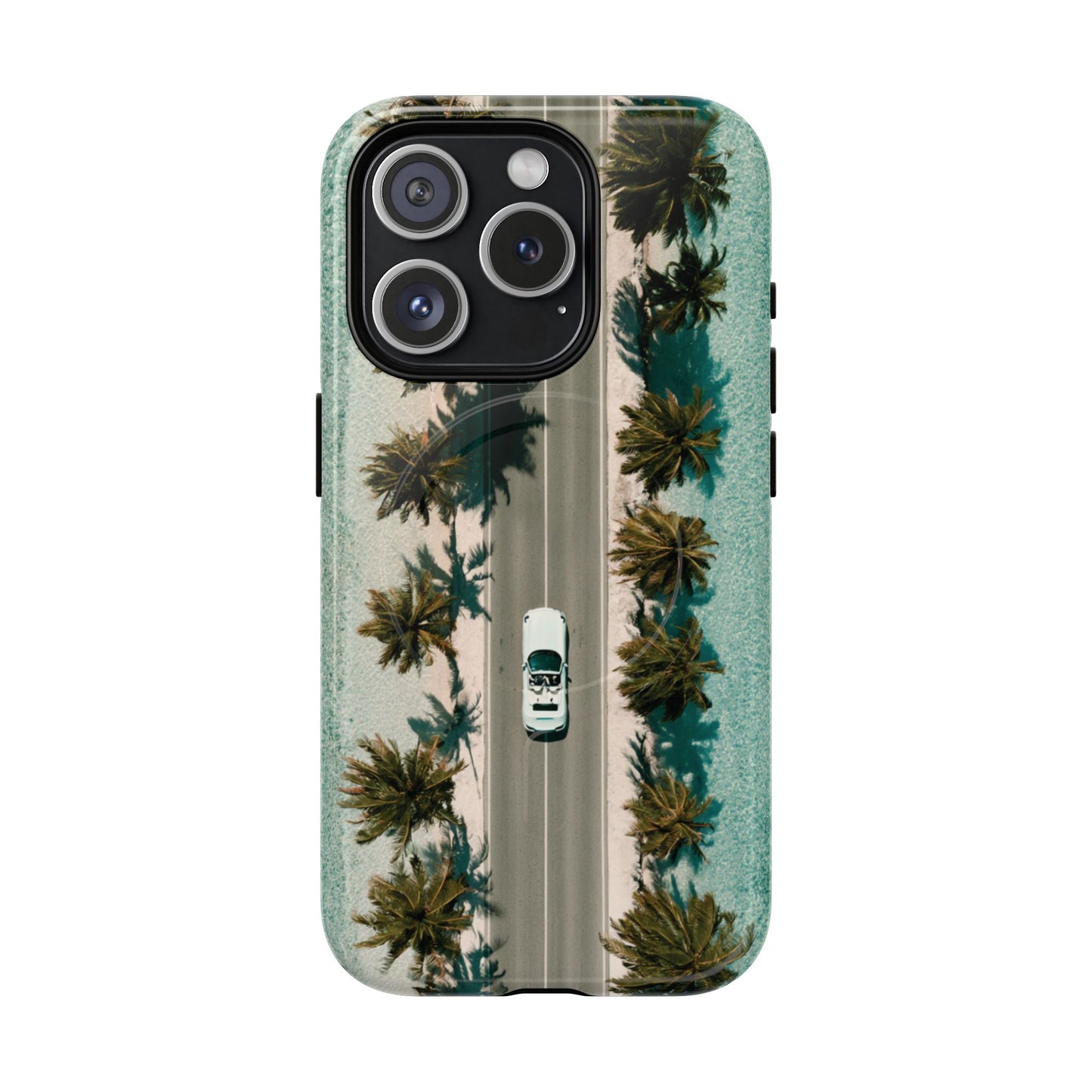 Palm Road Tough Magnetic Phone Case — Coastal Aerial Car Design