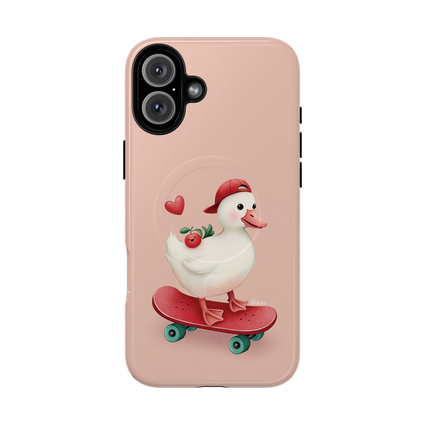 Duck Skateboard Magnetic Phone Case — Cute Pink Protective iPhone Cover