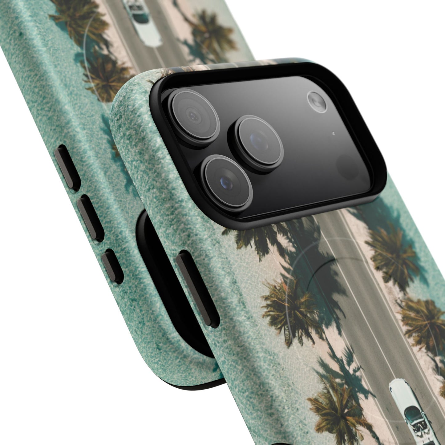 Palm Road Tough Magnetic Phone Case — Coastal Aerial Car Design