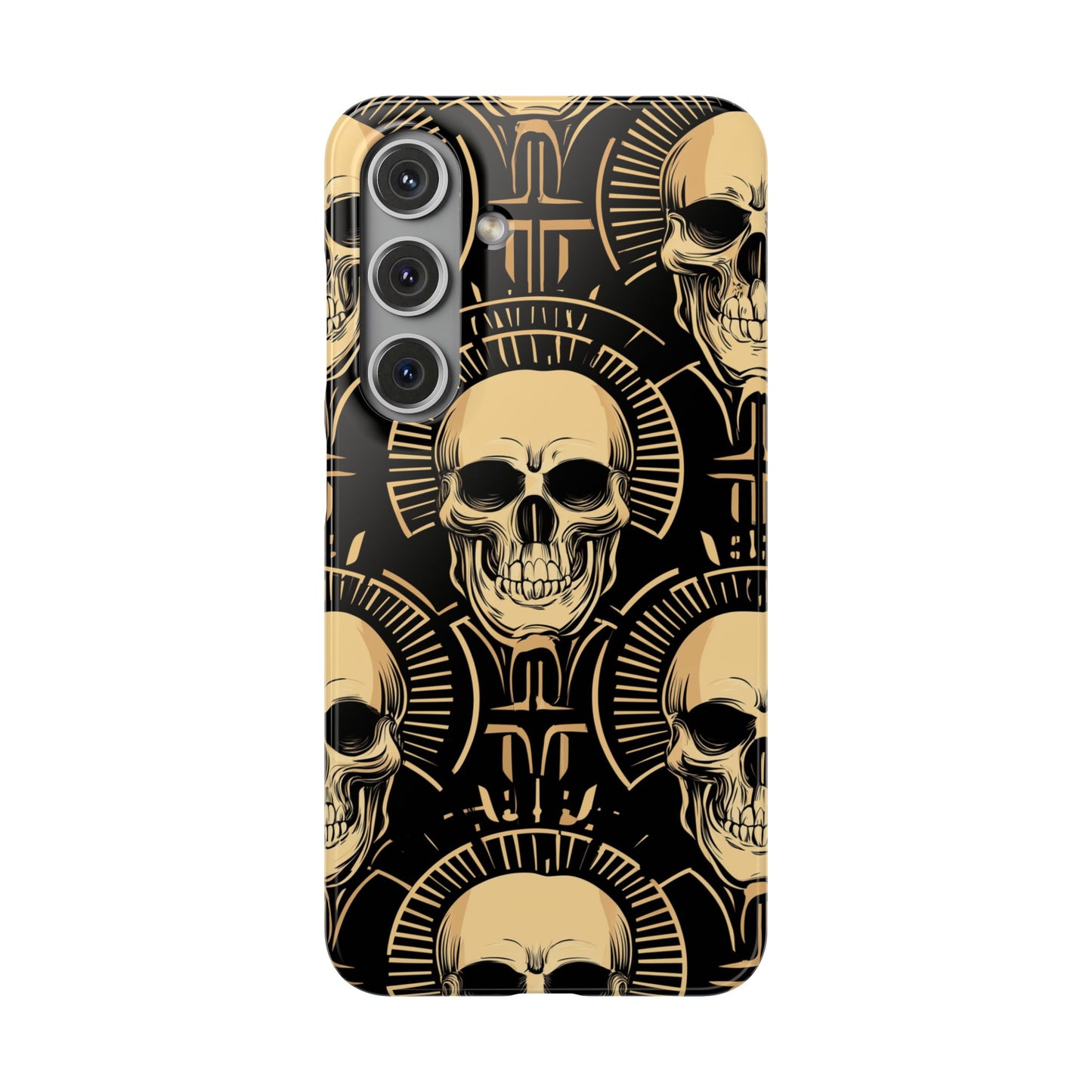 Skull Print Snap Case, Edgy Phone Cover for Goth Lovers, Protective Shell for Halloween, Unique Gift for Him or Her