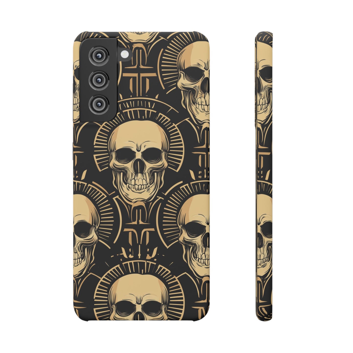 Skull Print Snap Case, Edgy Phone Cover for Goth Lovers, Protective Shell for Halloween, Unique Gift for Him or Her