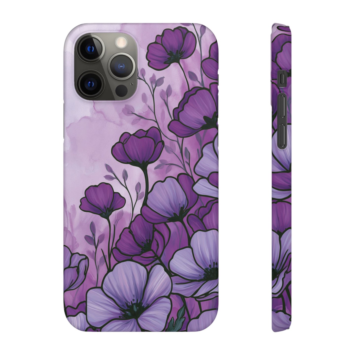 Purple Floral Phone Case – Violet Watercolor Poppy Snap Case