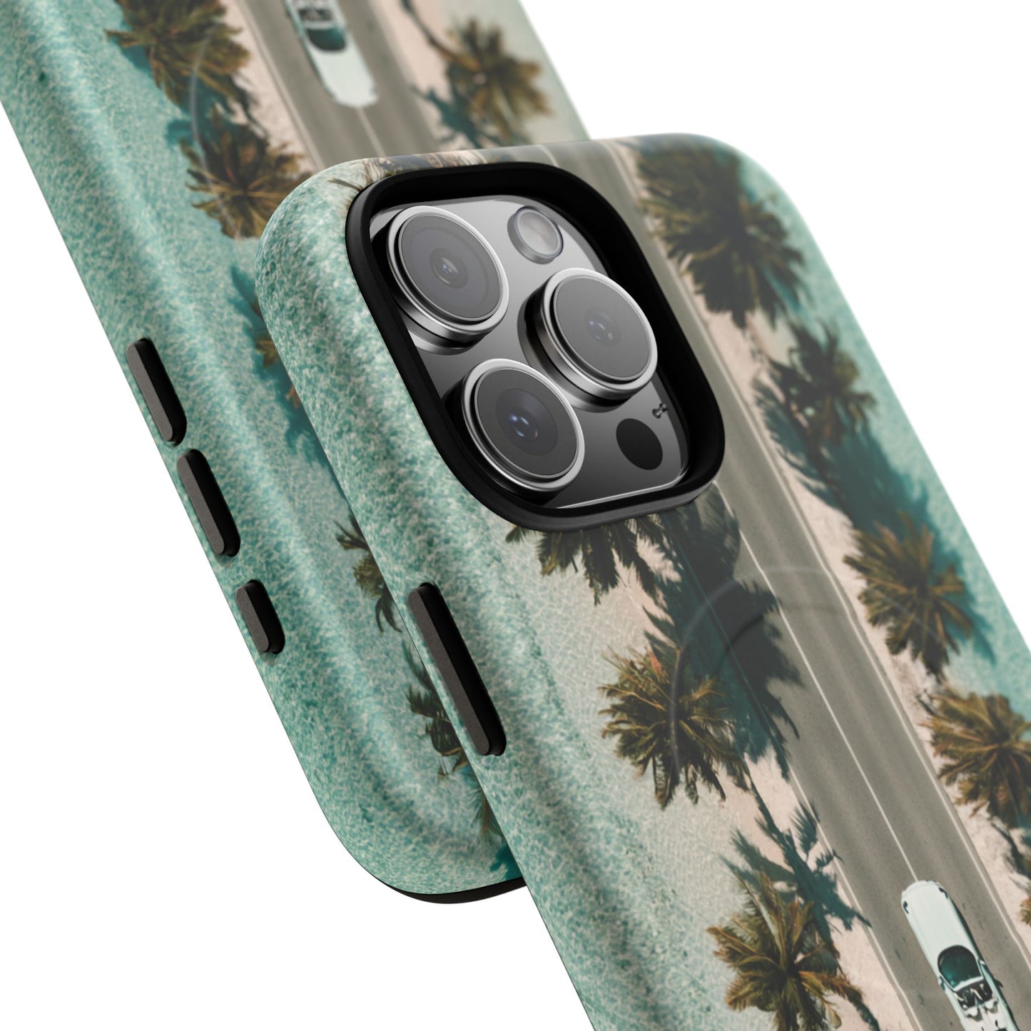 Palm Road Tough Magnetic Phone Case — Coastal Aerial Car Design