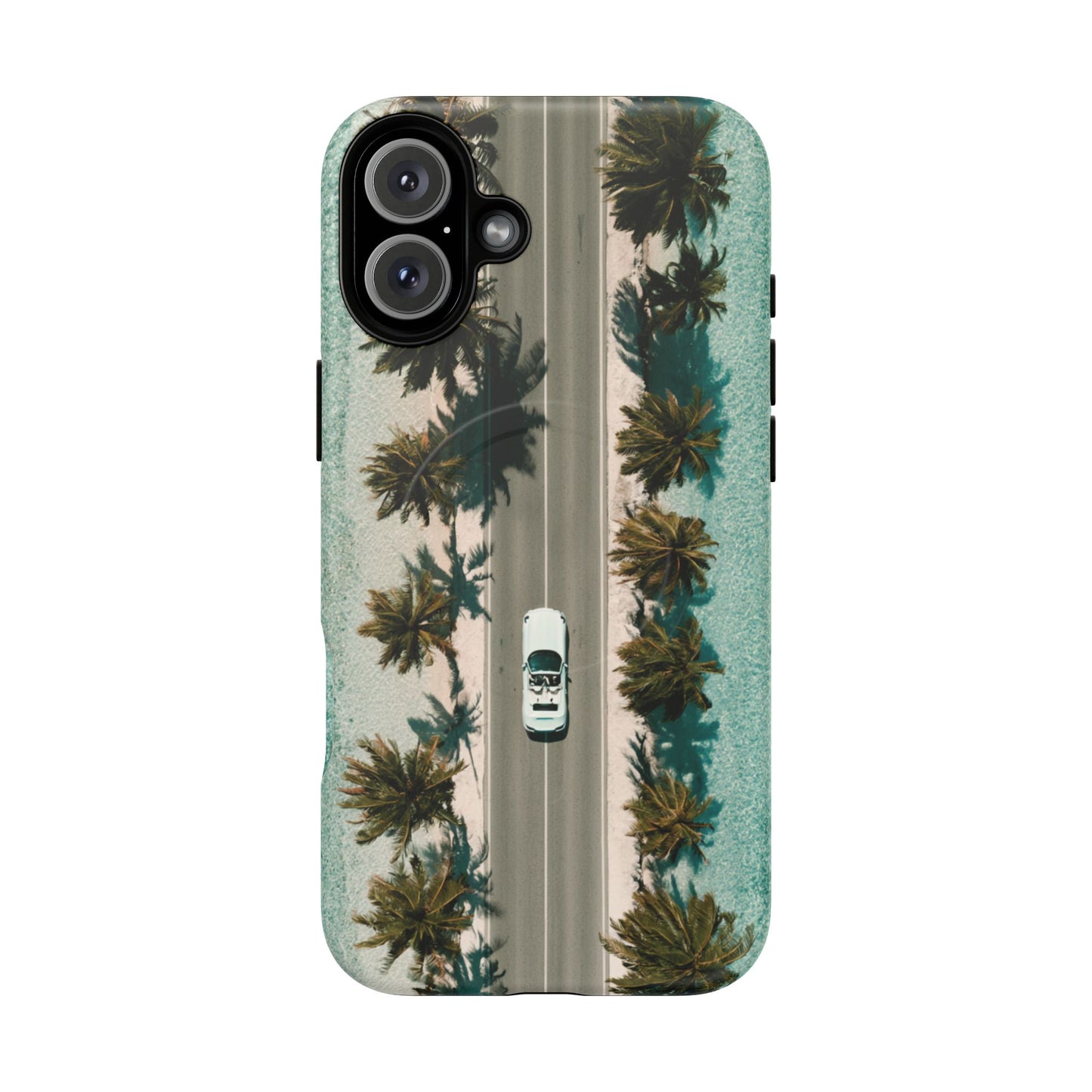 Palm Road Tough Magnetic Phone Case — Coastal Aerial Car Design