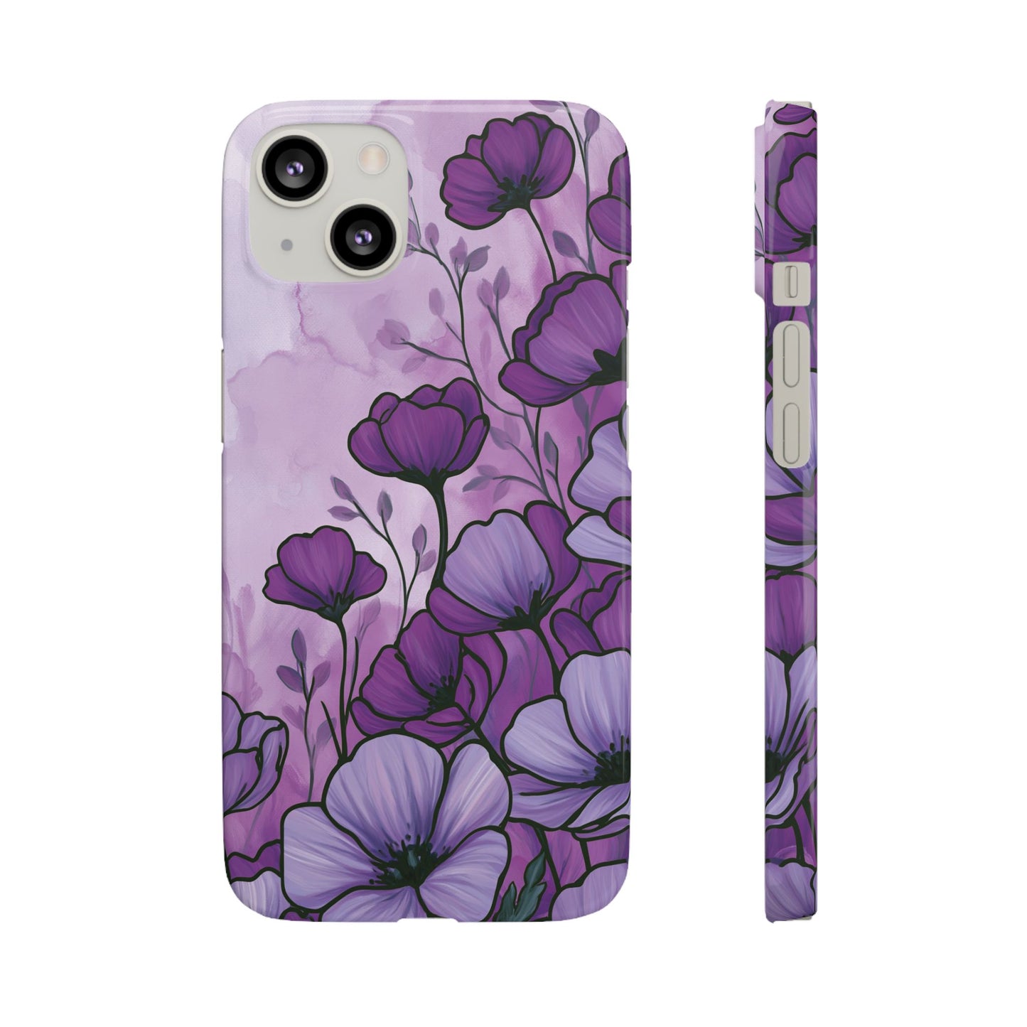 Purple Floral Phone Case – Violet Watercolor Poppy Snap Case