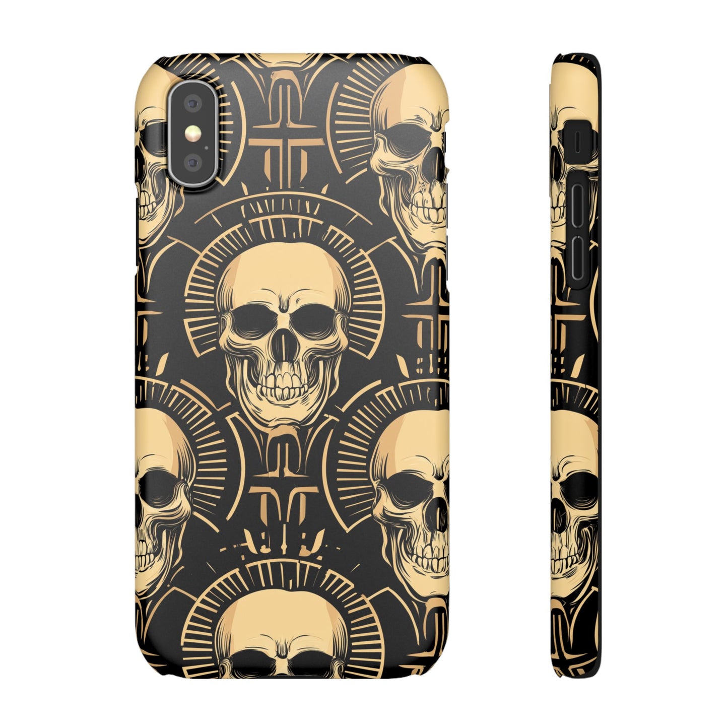 Skull Print Snap Case, Edgy Phone Cover for Goth Lovers, Protective Shell for Halloween, Unique Gift for Him or Her