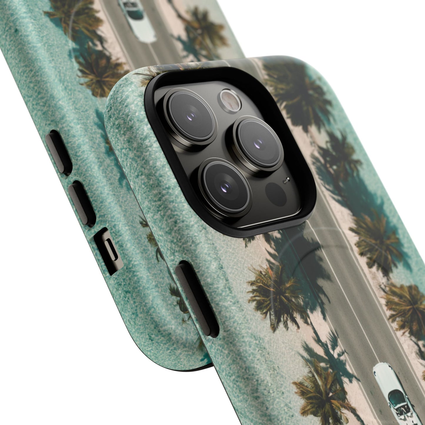 Palm Road Tough Magnetic Phone Case — Coastal Aerial Car Design