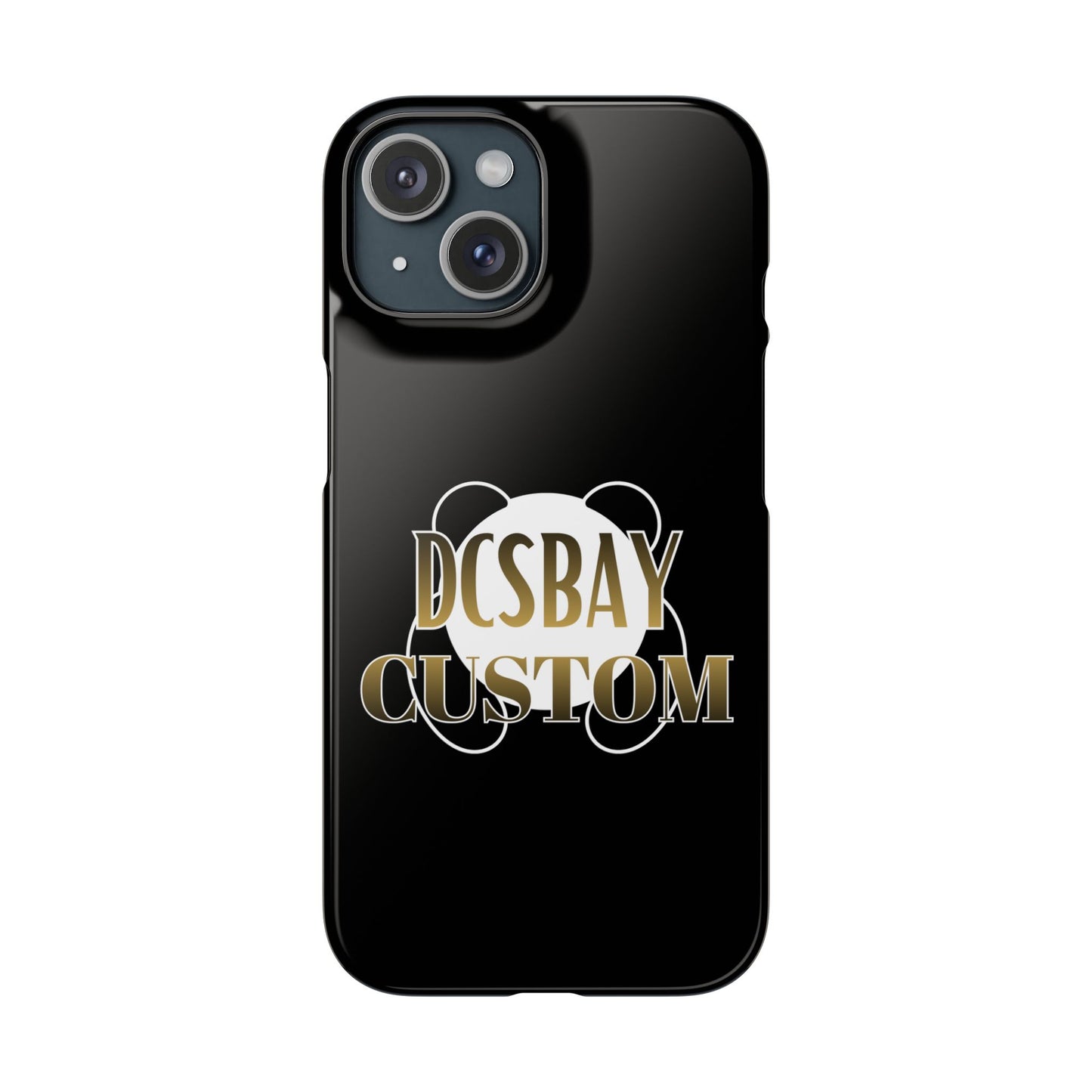 Phone Case — Glossy Black Custom "DCSBAY CUSTOM" Logo Snap Case