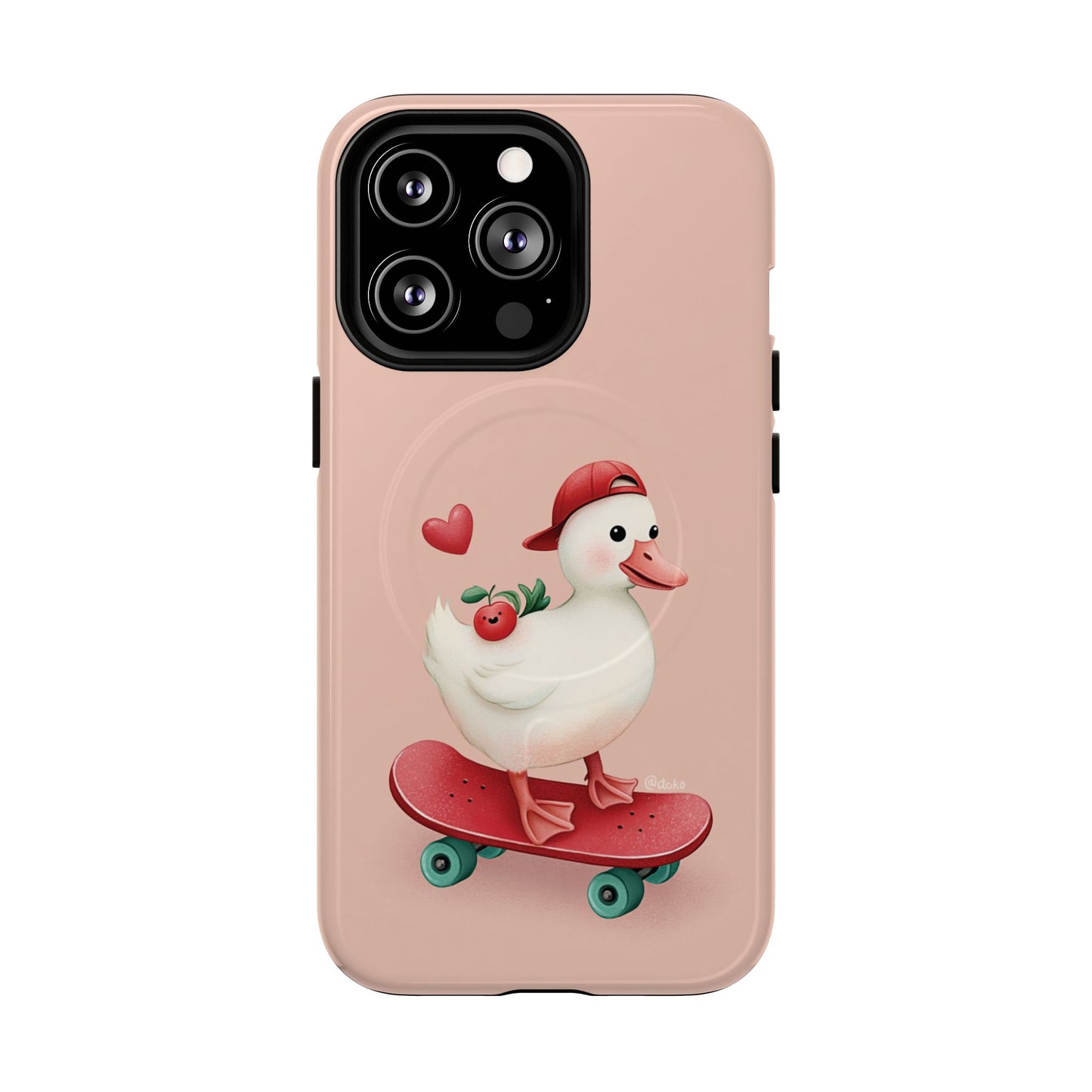 Duck Skateboard Magnetic Phone Case — Cute Pink Protective iPhone Cover