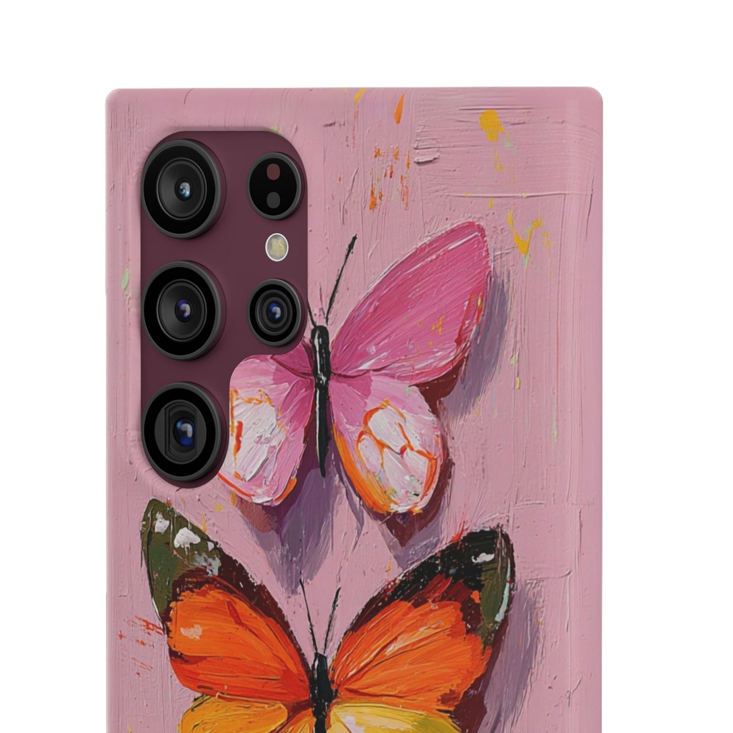 Pink Butterfly Snap Case Cover For iPhone and Samsung
