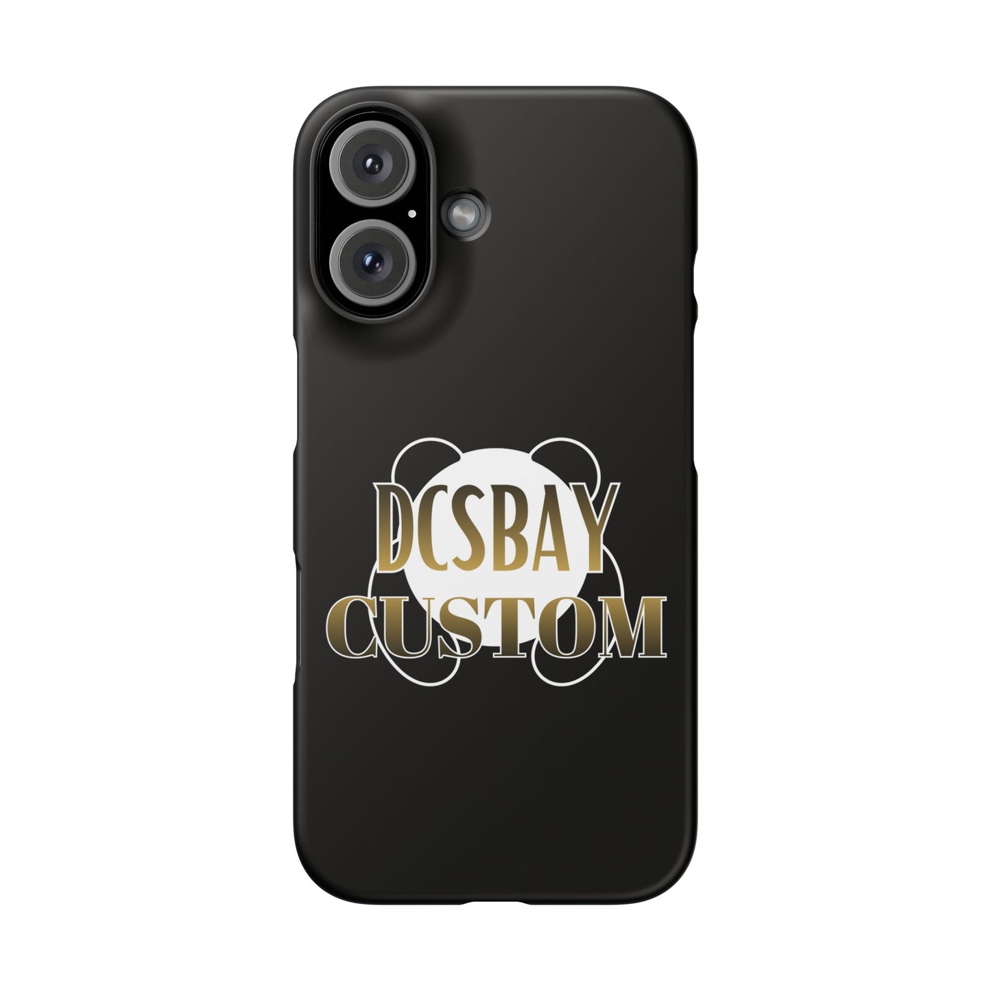 Phone Case — Glossy Black Custom "DCSBAY CUSTOM" Logo Snap Case