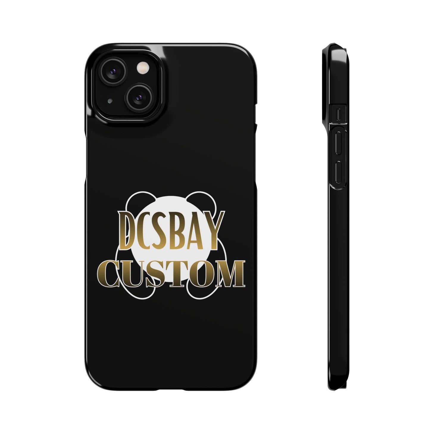 Phone Case — Glossy Black Custom "DCSBAY CUSTOM" Logo Snap Case